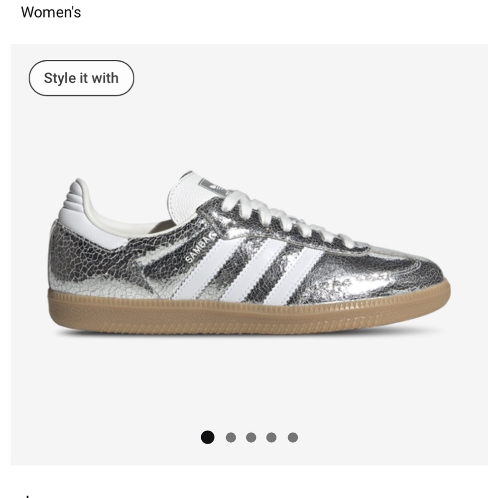 Adidas Silver and White Sneakers - Samba